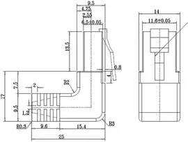 Goobay CAT 5e tinklo kabelis su 2x 90° kampu, U/UTP, juodas, 3m, 3 m, Cat5e, U/UTP (UTP), RJ-45, RJ-45, juodas