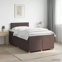 Spyruoklinė lova su čiužiniu Tamsiai rudas 120 x 200 cm Audinys