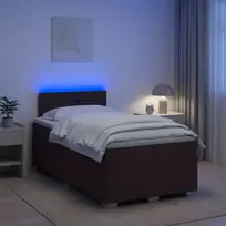 Lova su čiužiniu ir LED apšvietimu Tamsiai rudas 120 x 190 cm