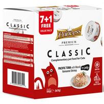 Šlapias kačių maistas Princess Classic, tunas/krevetės, 0.07 kg, 8 vnt.