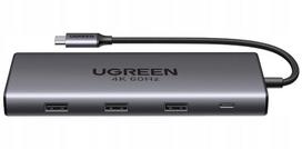 USB C koncentratorius UGREEN 9-in-1, 4K 60 Hz, 10Gb/s, USB-A, 100 W PD, AM155