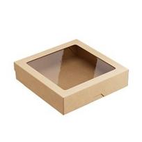 Dėžutės su dangteliu 1500 ML 20X20X4.8 CM Rudos 25 vnt.