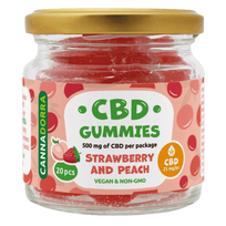 Cannadorra CBD guminukai „Strawberry & Peach“ – 500 mg CBD, 20 vnt., be THC
