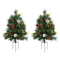 Rinkinys iš 2 dirbtinių kalėdinių eglučių su LED žibintais Ø33x75 cm žalia