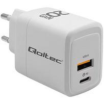 Qoltec GaN 20W charger,5V 20V 1.5A 3A,1xUSB C PD,1xUS 51823