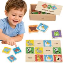 Viga medinis atminties žaidimas „Memo Animals“ edukacinis vaikams 3+