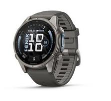 „Garmin fenix 9“ išmanusis laikrodis, 43 mm, titano korpusas su „Pebble Grey“ silikonine apyranke