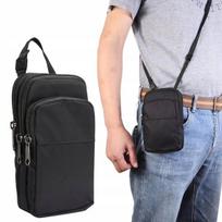 Daugiafunkcinė juoda rankinė-diržo dėklas telefonui (iki 17cm)