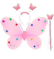 BUTTERFLY SET PINK (wings, headpiece, magic wand)