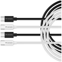 Verbatim Essentials Sync AND Charge data transfer and charging cable | USB-C to USB-C | 60W | 1m | black, white | 2-pack