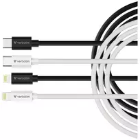 Verbatim Essentials Sync AND Charge data transfer and charging cable | USB-C to Lightning | 27W | 1m | black, white | 2-pack