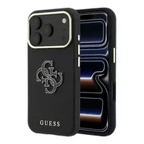 GUESS Grained  AND  Big Resin Logo Case for iPhone 18 Pro Max / 17 Pro Max - Black