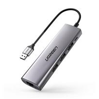 UGREEN CM266 60812 5-in-1 USB-A 3.0 - RJ45 / 3x USB-A 3.0 / micro USB adapter - gray