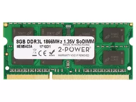 2-Power 8GB PC3-14900 1866MHz 1.35V SODIMM atmintis, 8GB, 1 x 8GB, DDR3L, 1866 MHz, 204 kontaktų SO-DIMM, žalia