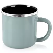 Puodelis iš emaliuoto plieno su rankenėle, mėtinis, 400 ml, 12 × 9 × 8,5 cm