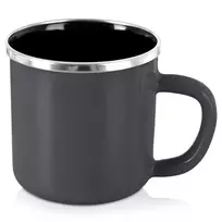 Emaliuotas puodelis su rankenėle, pilkas, 400 ml, 12 × 9 × 8,5 cm