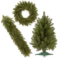 Eglės dekoracijų rinkinys su vainiku ir girlianda, žalias, 60 cm