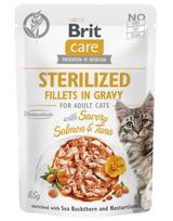 Brit Care Cat Sterilized Fillets in Gravy with Savory Salmon&Tuna konservai katėms, 24 x 85 g
