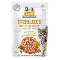 Brit Care Cat Sterilized Fillets in Gravy with Savory Salmon&Tuna konservai katėms, Svoris 85 g