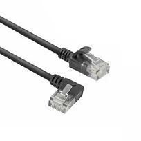 ACT Black 1 meter U/UTP CAT6A LSZH Slimline patch cable with RJ45 connectors 90° angled left to straight DC1901