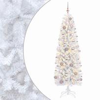 vidaXL Dirbtinė siaura kalėdinė eglutė su žaisliuku 180 cm 300 LED