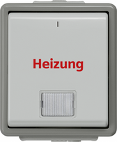 Heating switch, 1-pole, with pilot lamp, 10A 250V 66x75mm, IP44, Grey, DELTA fläche 5TA4741 | 4001869002491