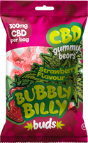 Bubbly Billy Buds CBD guminukai – 300 mg CBD, braškių, 10 vnt., 100 g