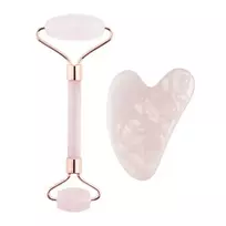 Palsar 7 Massage roller and Guasha rose plate (Rose Quartz Jade Roller & Gua Sha Set)