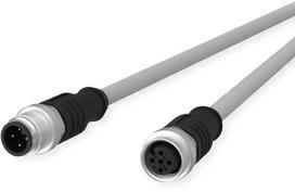Triton METZ CONNECT M12 jutiklio/pavaros kabelis, kodas A, M12 kištukas tiesus - M12 lizdas tiesus, pilkas, 2 m