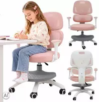 Vaikiška stalo kėdė, ergonomiška, pasukama, reguliuojamo aukščio, rožinės spalvos