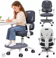 Vaikiška stalo kėdė, ergonomiška, pasukama, reguliuojamo aukščio, pilkos spalvos