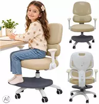 Vaikiška stalo kėdė, ergonomiška, pasukama, reguliuojamo aukščio, smėlio spalvos