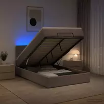 Otmana lova su matracsu ir LED Taupe 120 x 200 cm Audinys