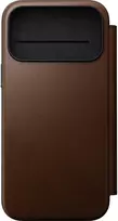 NOMAD odinis dėklas IPHONE 18 Pro Max/17 Pro Max, suderinamas su MagSafe (Modern Leather Folio ECCO Leather) ruda