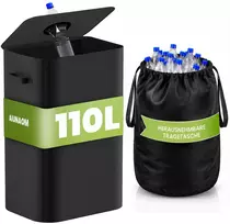 AIUNAOM butelių perdirbimo dėžė su išimamu maišu, 110 l, juoda
