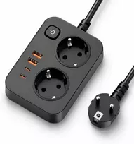 EYMUOBC ilgintuvas su 2 lizdais, 4 USB prievadais, USB-C 20 W ir 2 m laidu PWOST02