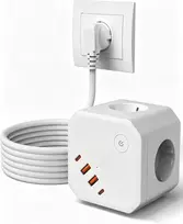 AIVONTE maitinimo ilgintuvas su 4 lizdais, 4 USB prievadais, USB-C 20 W, 2 m
