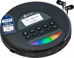 KLIM nešiojamasis CD grotuvas su Bluetooth, FM radiju ir MP3 palaikymu KLNOM0353