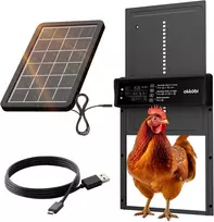 OKKÖBI automatinės saulės energija maitinamos vištidės durys su LCD ekranu OKCHI9302