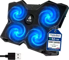 KLIM nešiojamojo kompiuterio aušinimo stovas su 4 ventiliatoriais ir 2 USB, mėlynas K2N