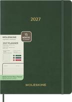 Moleskine Minkšto viršelio savaitinis vertikalus darbo kalendorius Moleskine Essential 2027 15M XXL, žalias