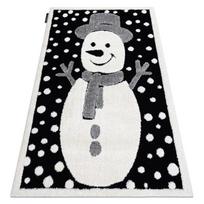 Vaikų kilimas JOY Snowman sniego senis, vaikams - Struktūrinis, dviejų sluoksnių vilna juoda / kremastaas, juoda