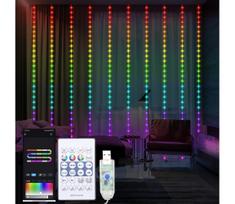 LED RGB reguliuojama kalėdinė užuolaida WIZARD 300xLED/USB 3x3m + nuotolinis valdiklis