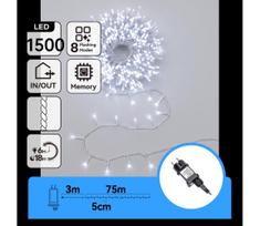 Aigostar - LED lauko kalėdinė girlianda 1500xLED/8 funkcijų 78m IP44 šaltai balta