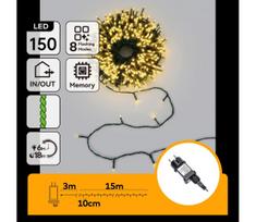 Aigostar - LED Lauko kalėdinė girlianda 150xLED/8 funkcijų 18m IP44 šiltai balta