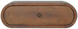 Artisan Furniture Sieninis apvalus mango medienos naktinis staliukas su stalčiumi, kaštono atspalvio