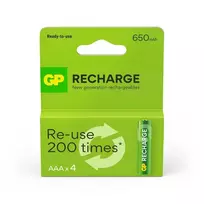 Įkraunami elementai GP RECHARGE AAA. 650mAh. 4 vnt.