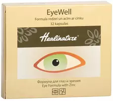 Aptiekas Produkcija Vaistinės produktas Healinature EyeWell formulė akims ir regėjimui su cinku – kietos želatinos kapsulės N32