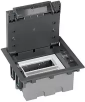 Kontakt-Simon Simon Connect grindų dėžutė KF, atitinkanti SF210/1, reguliuojama 93-128 mm, 4 x K45 moduliai, pilkos spalvos (KF410/1)