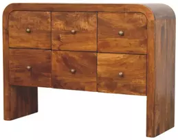 Artisan Furniture Darcy mango medienos komoda su 6 stalčiais, kaštono atspalvio